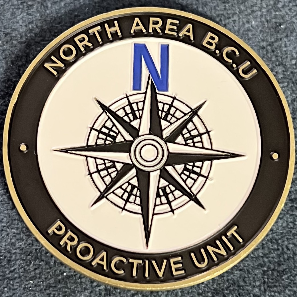 Metropolitan Police North Area B.C.U Proactive Unit Challenge Coin — back