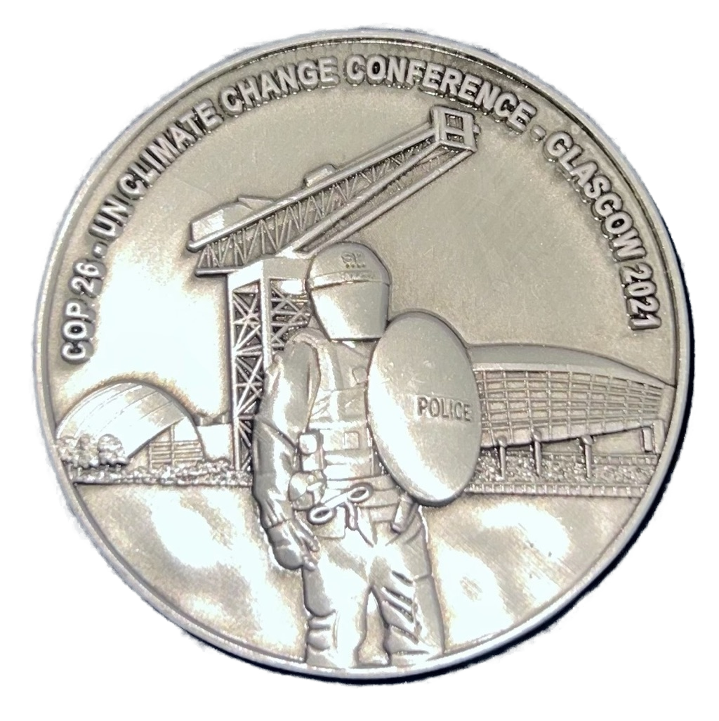 Police Scotland Public Order COP26 Challenge Coin - Green — back