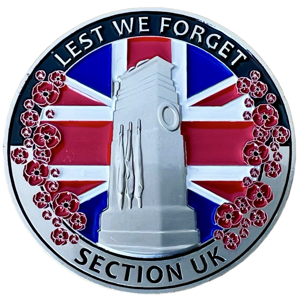 Lest We Forget Section UK Challenge Coin — front