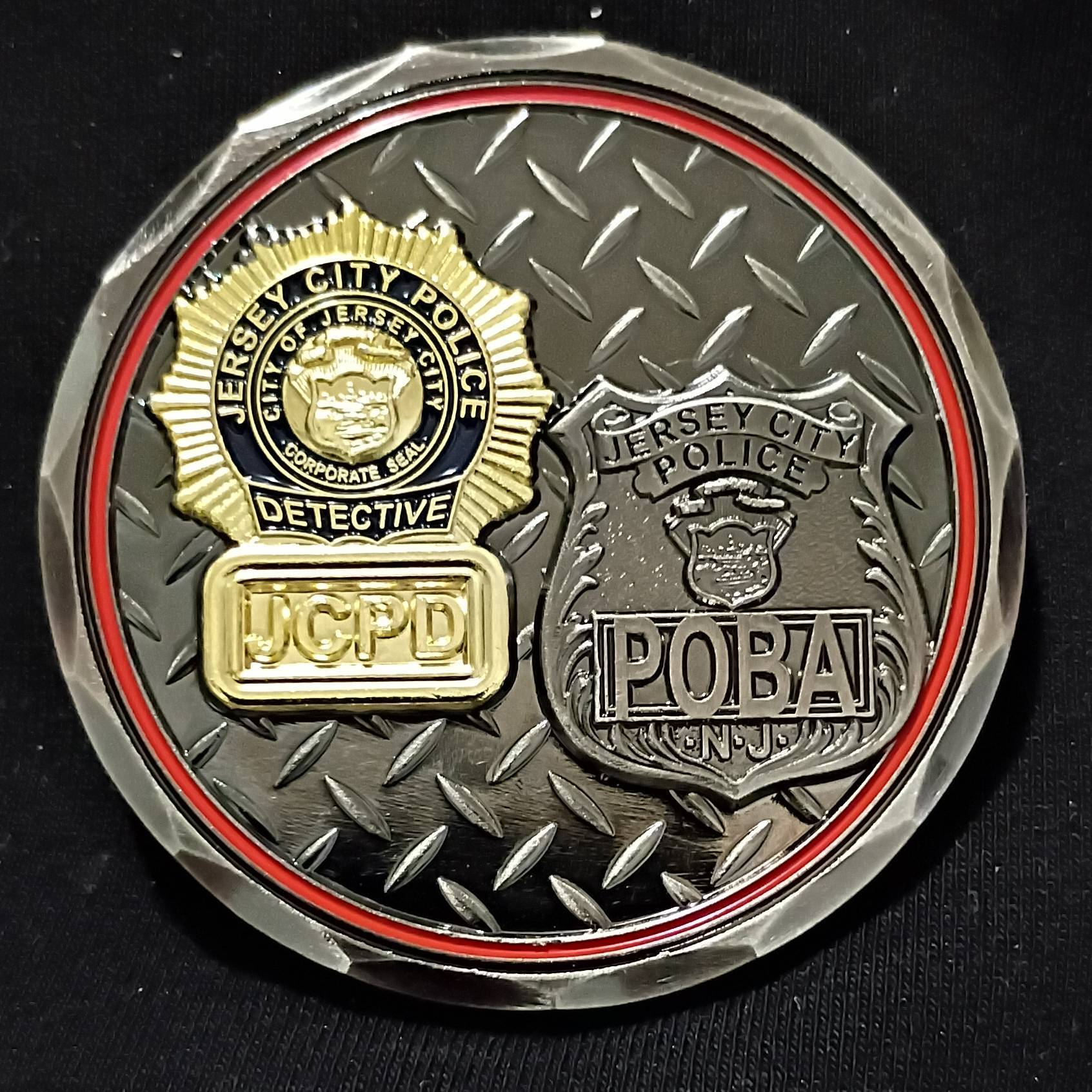 Jersey City Police Officers PBA Challenge Coin — back