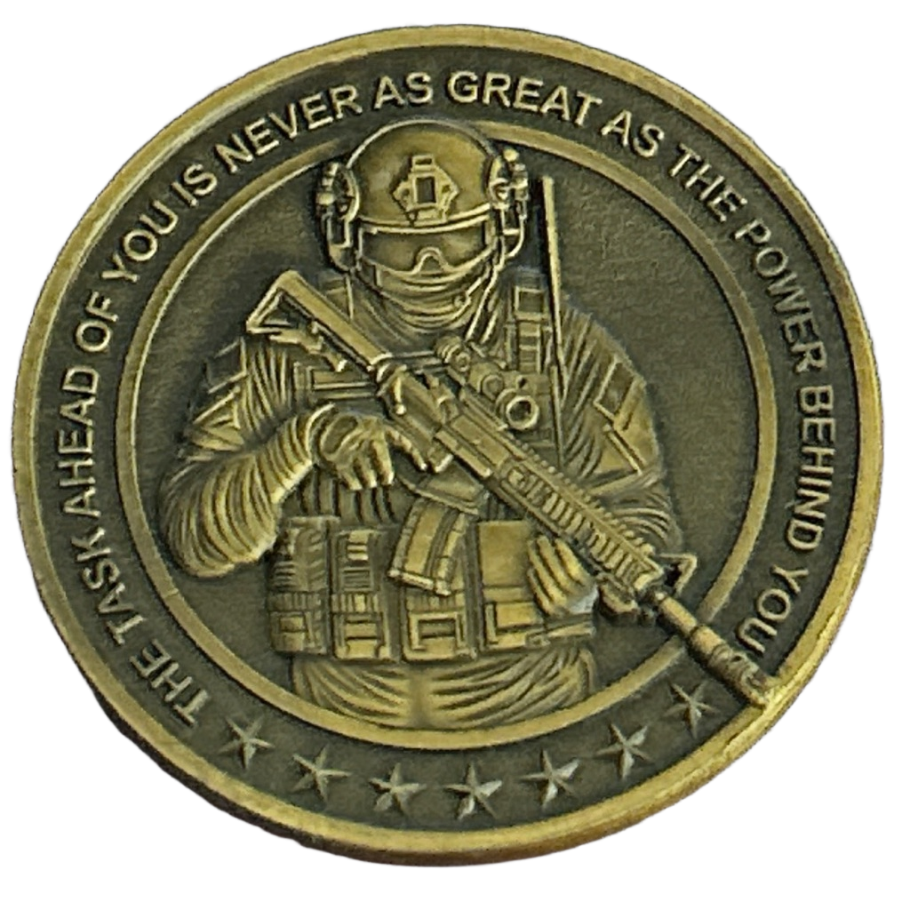 Special forces prayer coin — front