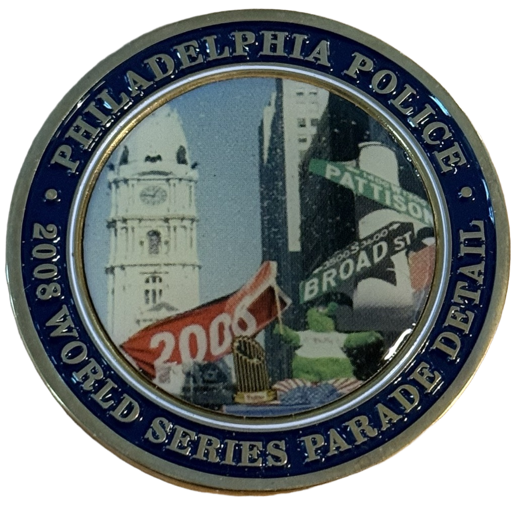 Philadelphia Police 2008 World Series Parade Challenge Coin — back