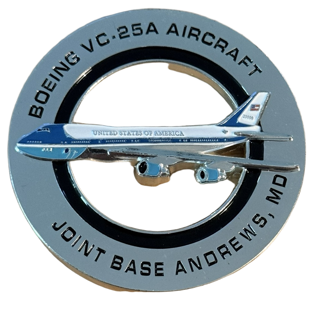 Air Force One Presidential Plane Challenge Coin — back