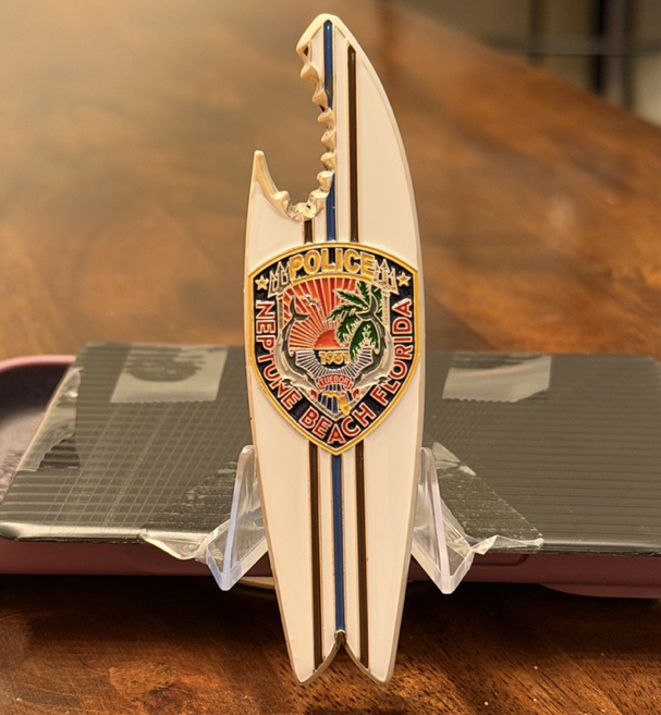 Neptune Beach Police Surfboard — back