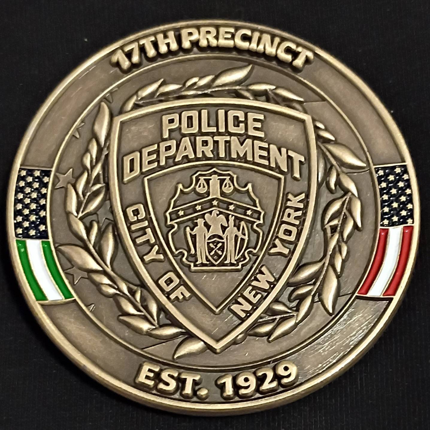 NYPD 17th precinct challenge coin — front