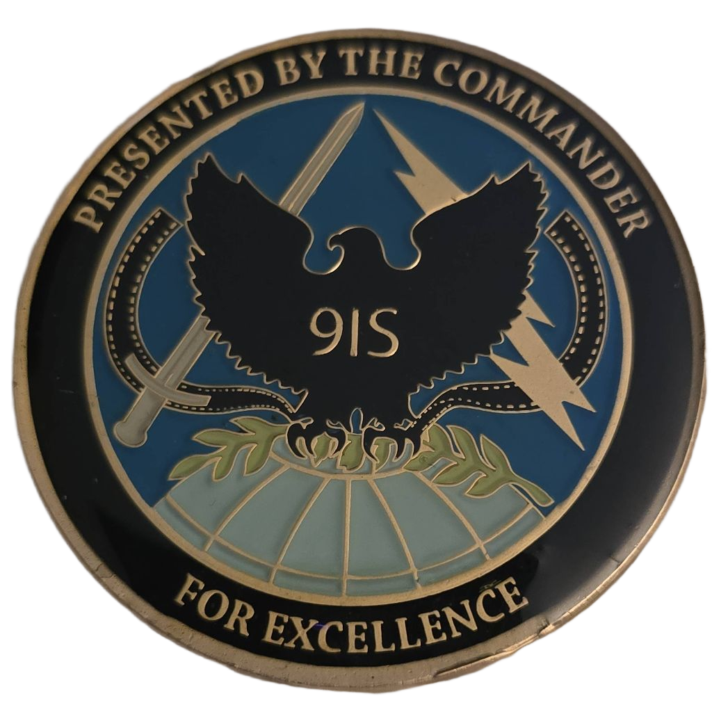 91S Intelligence Analyst Challenge Coin — front