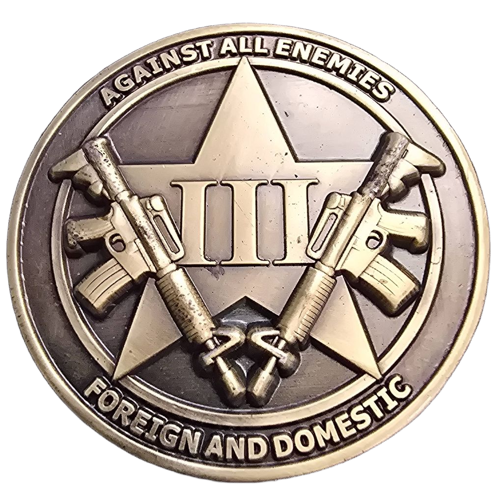 Against All Enemies Foreign and Domestic Challenge Coin — front