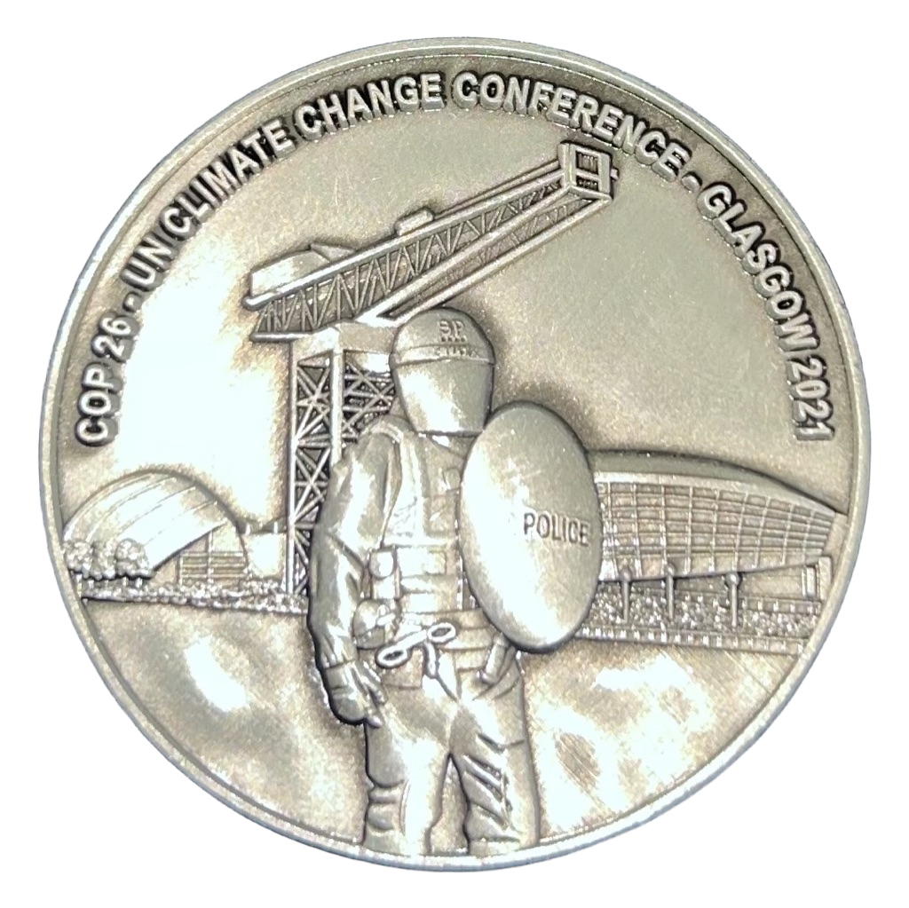 Police Scotland Public Order COP26 Challenge Coin - Orange — back
