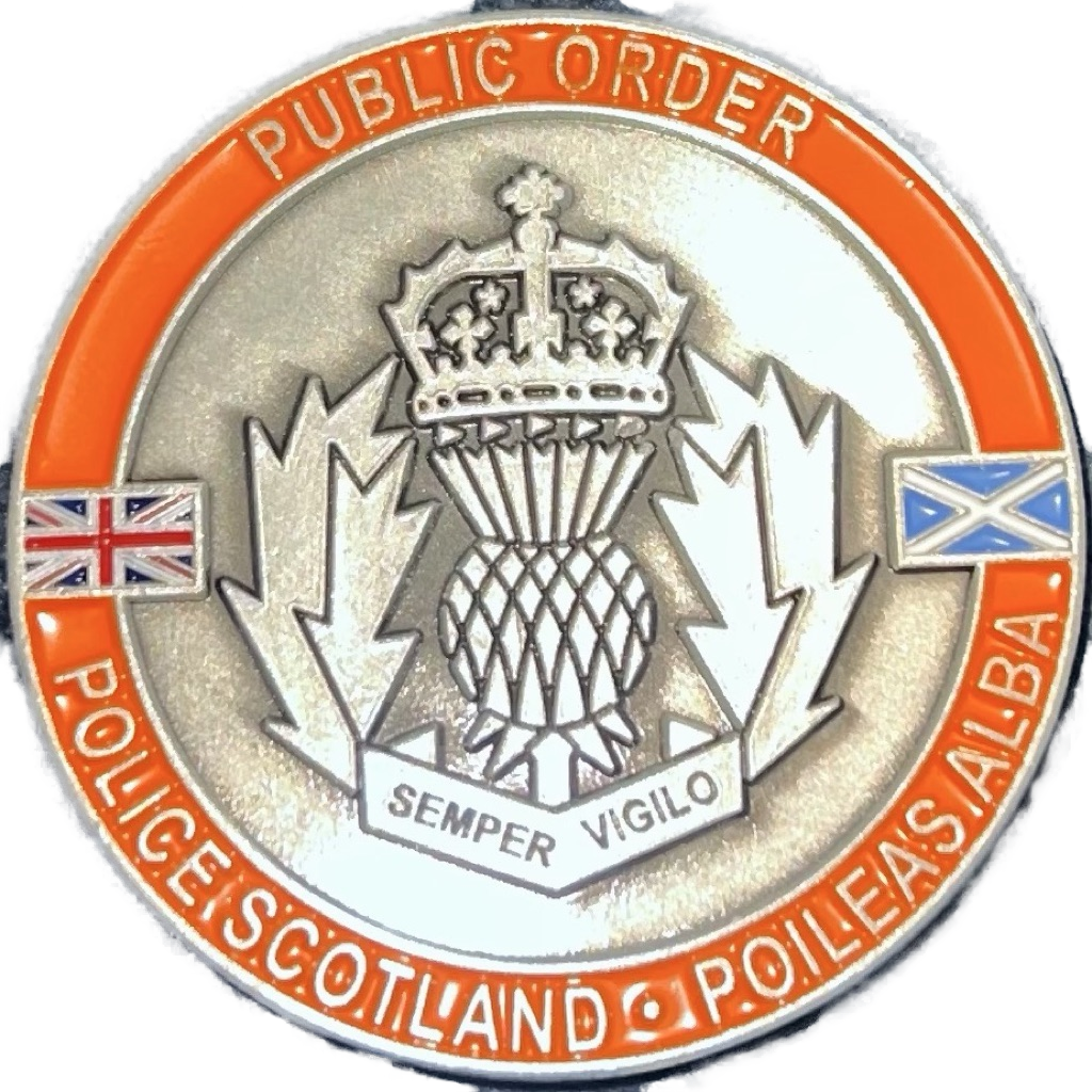 Police Scotland Public Order COP26 Challenge Coin - Orange — front