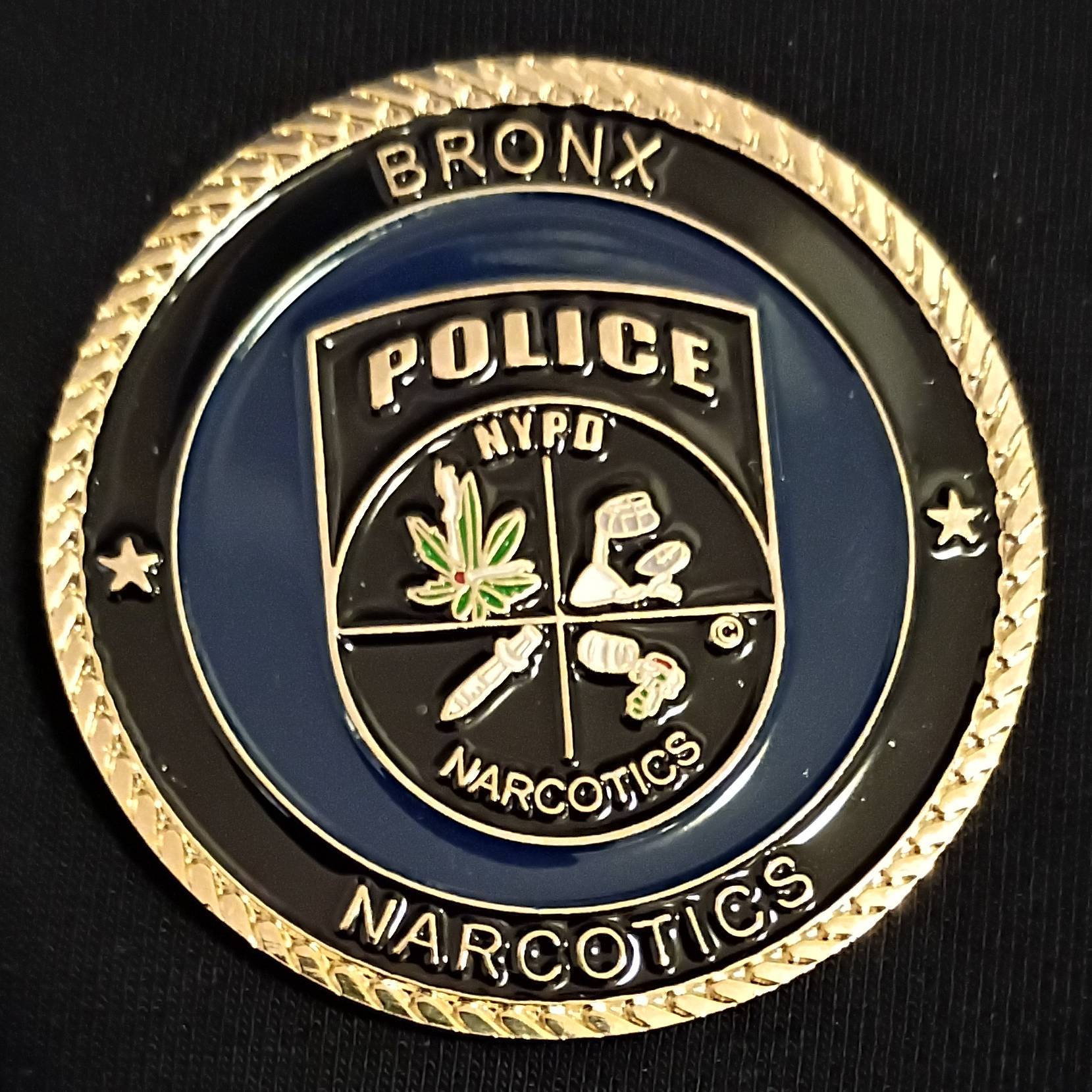 NYPD Bronx narcotics task force challenge coin — back