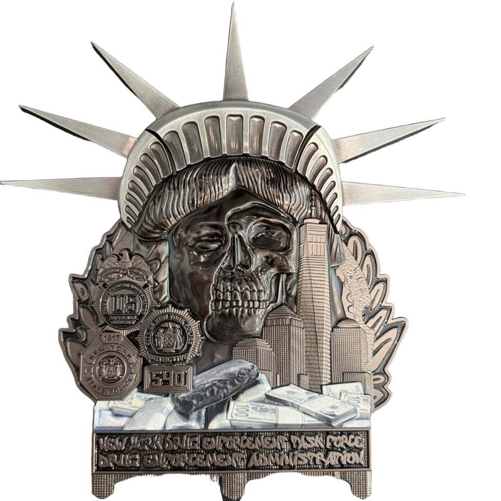 DEA New York Yankees Skull Challenge Coin — back