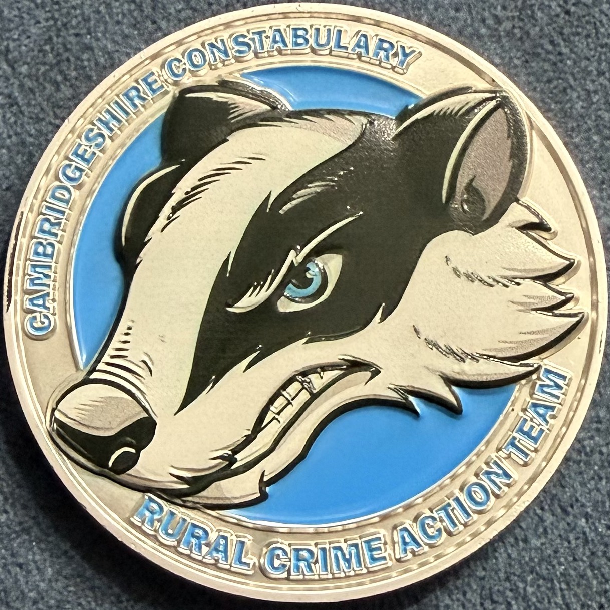 Cambridgeshire Constabulary Rural Crime Action Team Challenge Coin -  Silver — back