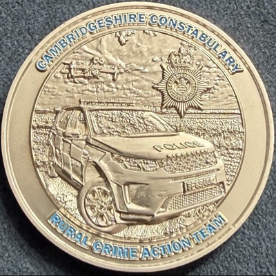 Cambridgeshire Constabulary Rural Crime Action Team Challenge Coin -  Silver