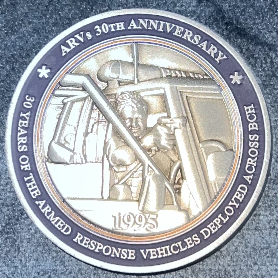Bedfordshire Cambridgeshire Hertfordshire Armed Policing Unit 30th Anniversary Challenge Coin — back