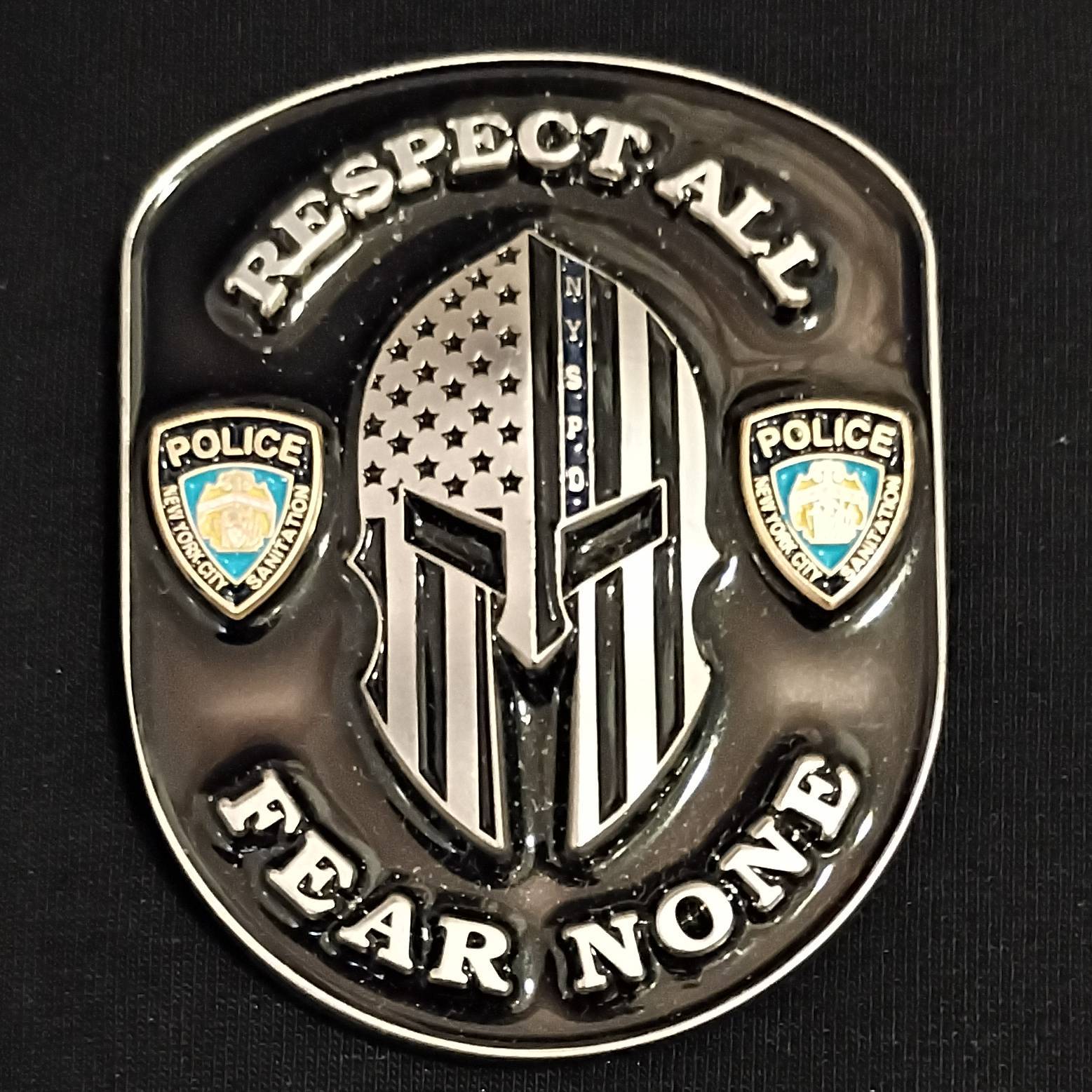 New York sanitation Police Department challenge coin — back
