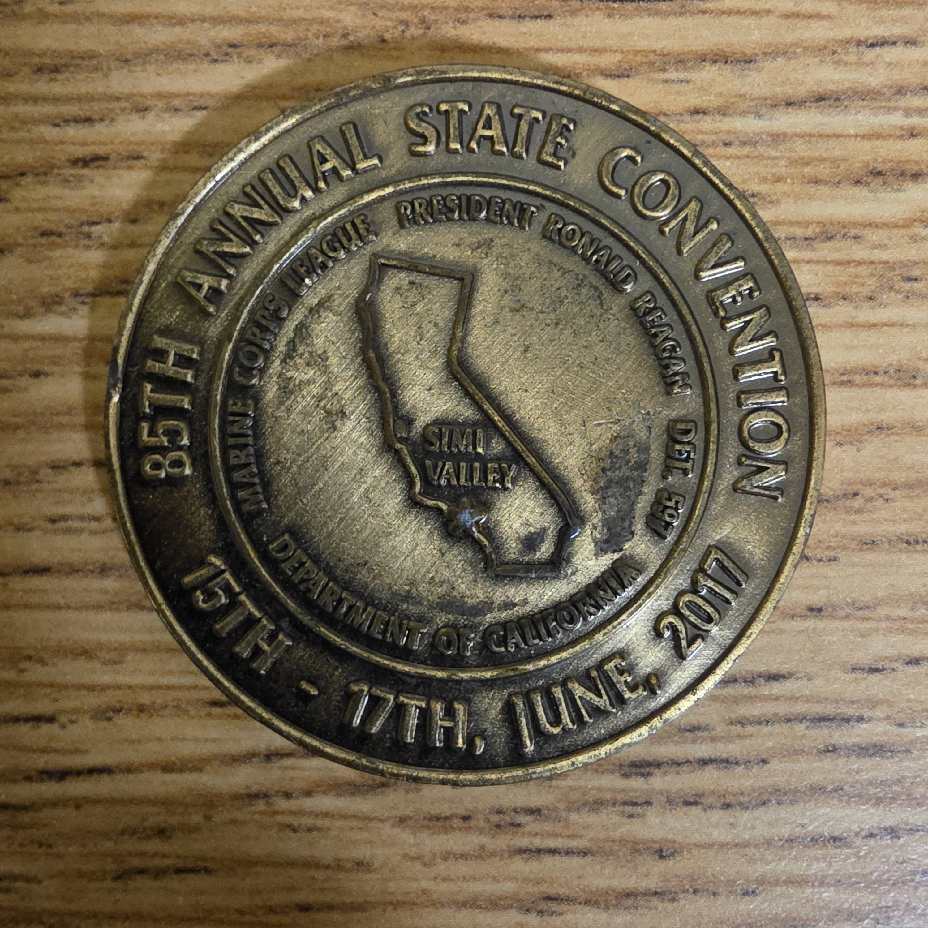 Marine corps league coin — back
