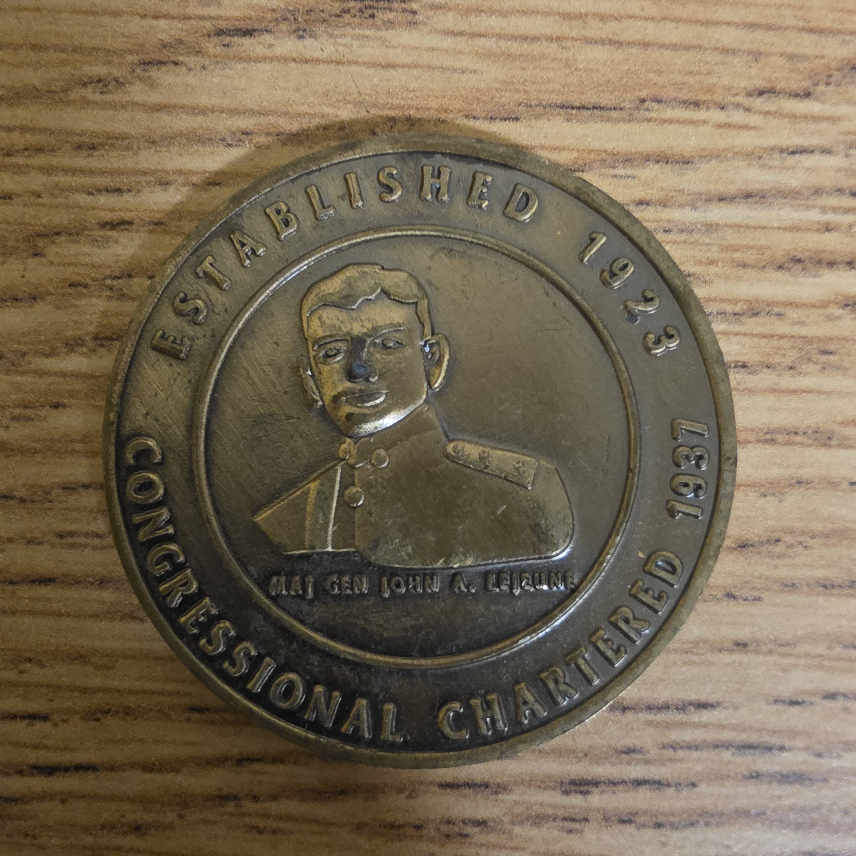 Marine corps league coin — front