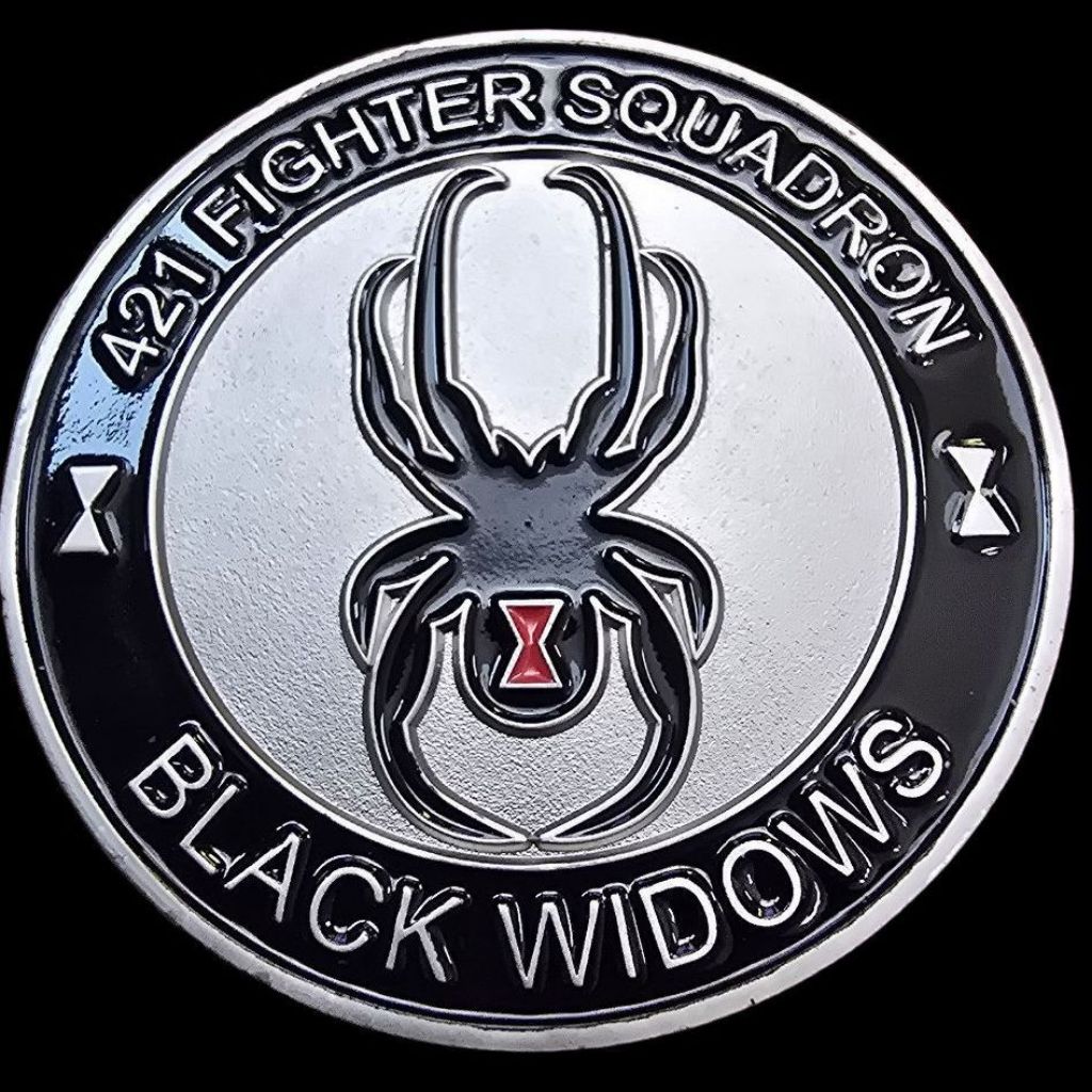 421st Fighter Squadron Black widow's challenge coin — front
