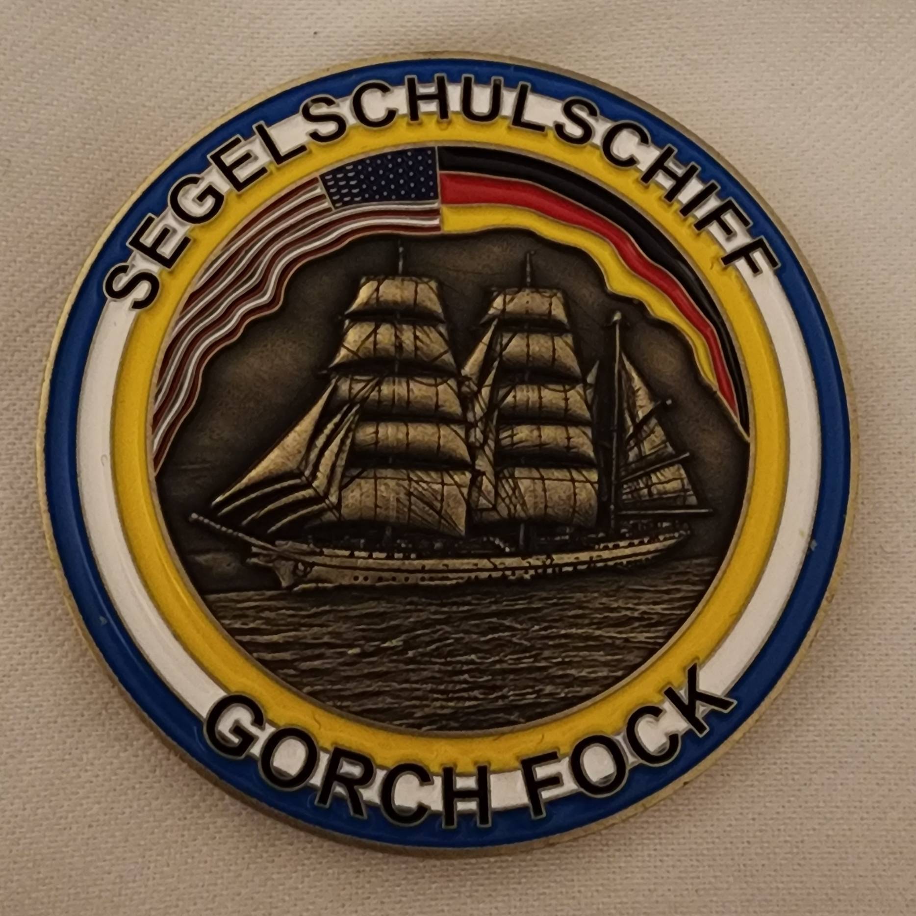 Sail250 Gorch Fock coin — front