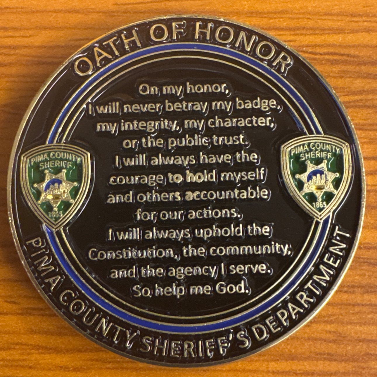 Pima County Sheriff’s Department Oath of Office — back