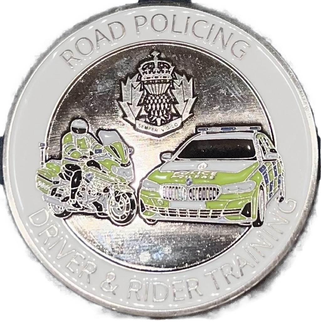 Scottish Police College Driver & Rider Training Challenge Coin - White — front