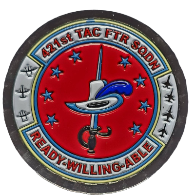421st fighter squadron, black widows, kiss of death, coin.