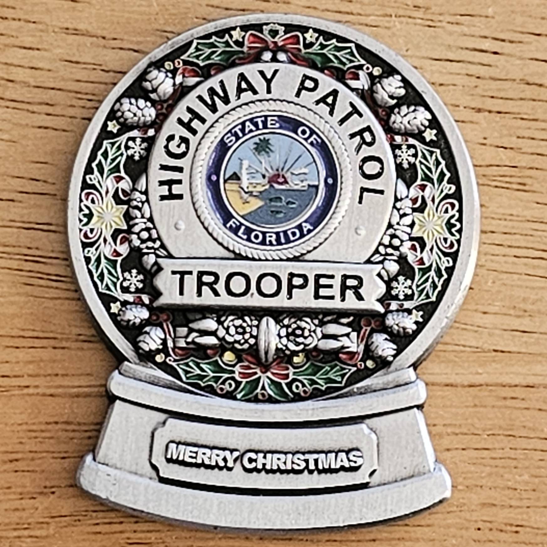 Florida Highway Patrol Merry Christmas Globe — back