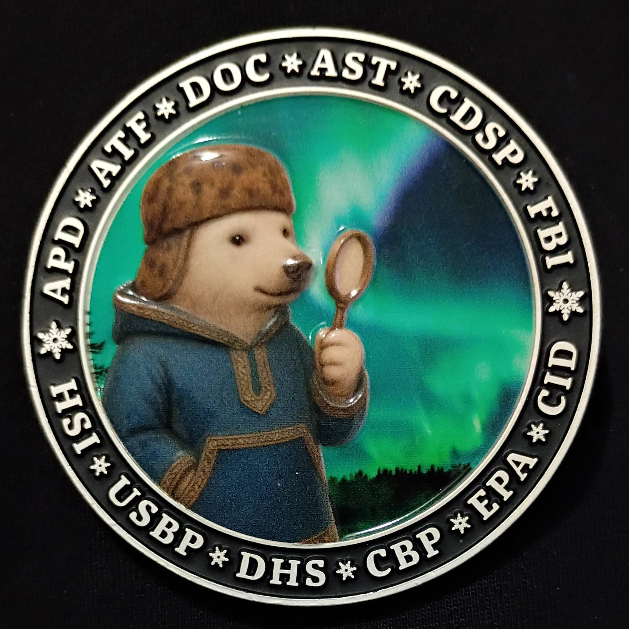 Alaska criminal intelligence center challenge coin — back