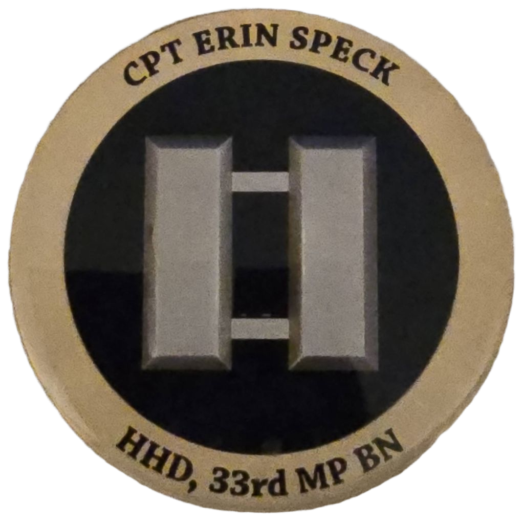 CPT Erin Speck HHD 33rd MP BN Challenge Coin — front
