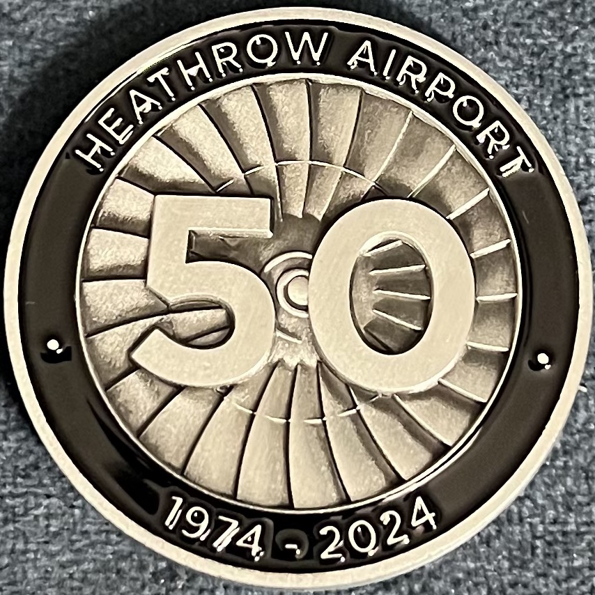 Metropolitan Police Aviation Policing Heathrow Airport 50th Anniversary Black Challenge Coin — back