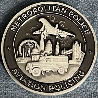 Metropolitan Police Aviation Policing Heathrow Airport 50th Anniversary Black Challenge Coin