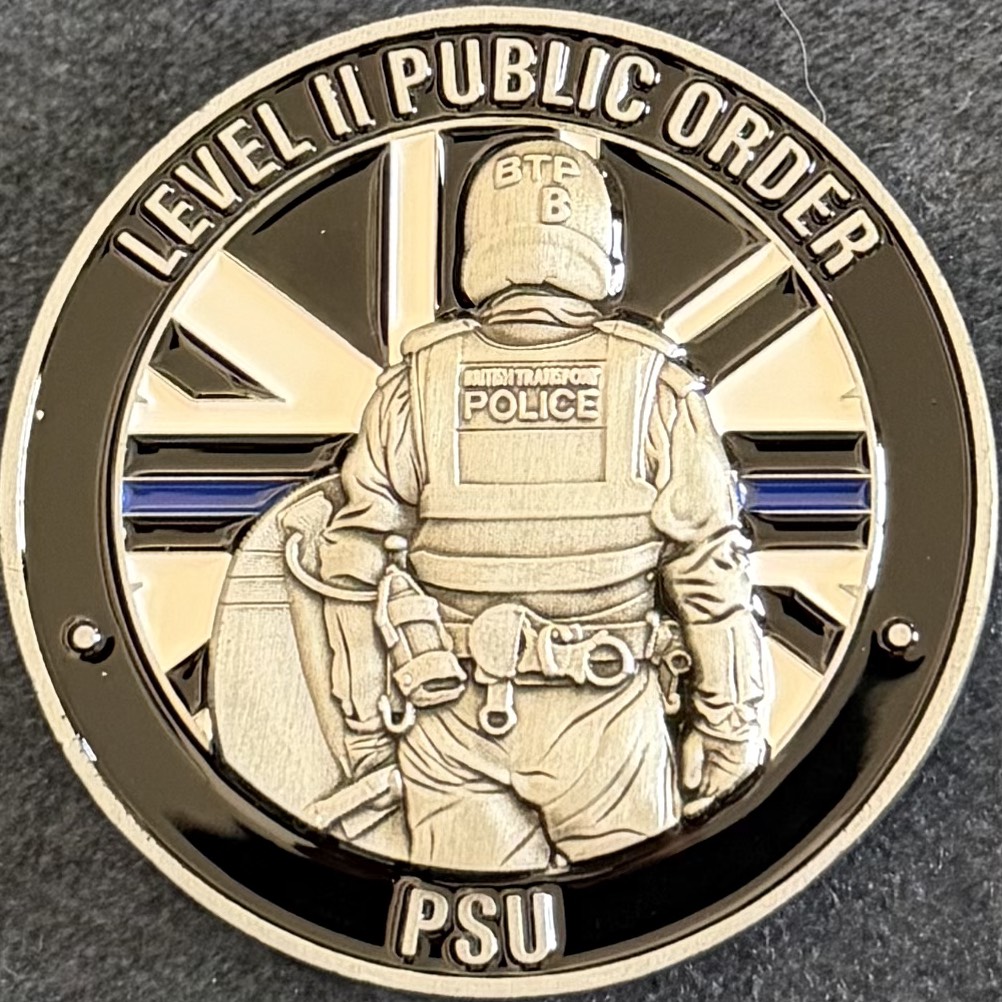 British Transport Police Level II Public Order London Challenge Coin - Black — front
