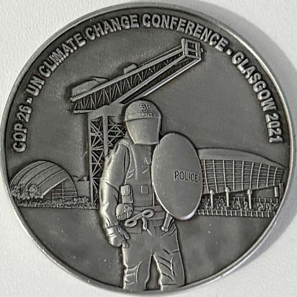 Police Scotland Public Order COP26 Challenge Coin - Black — back