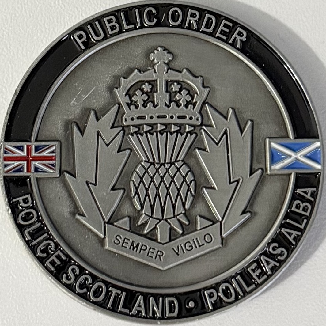 Police Scotland Public Order COP26 Challenge Coin - Black — front