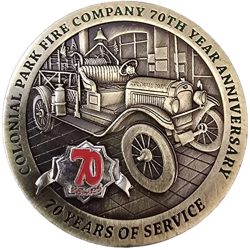 Colonial Park rescue engine, ladder squad. — front