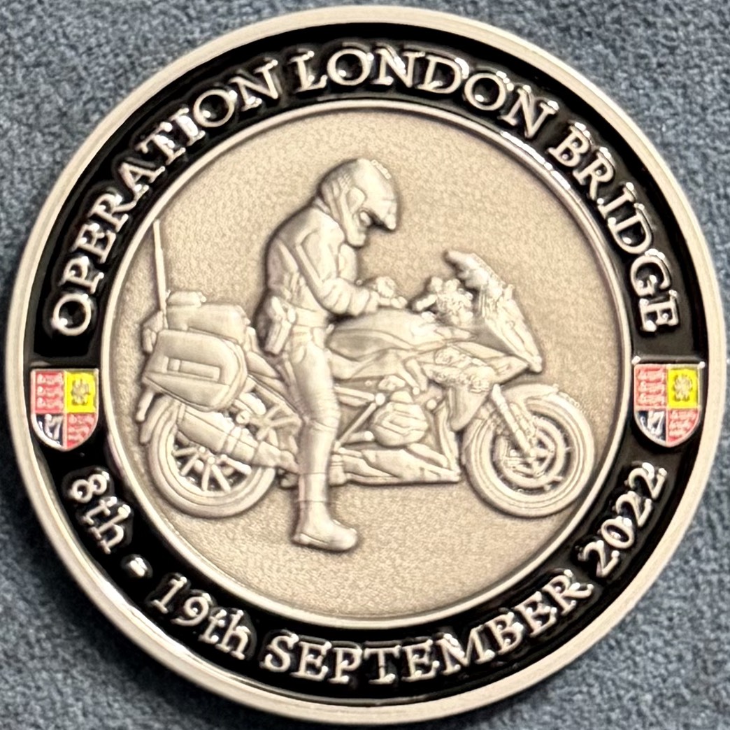 Metropolitan Police Special Escort Group Operation London Bridge Challenge Coin — front