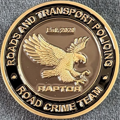 Metropolitan Police Roads and Transport Policing Road Crime Team Challenge Coin - Gold