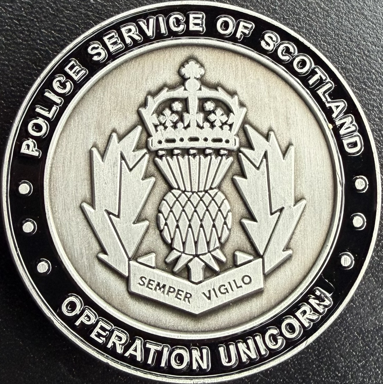 Police Scotland Operation Unicorn Challenge Coin — front