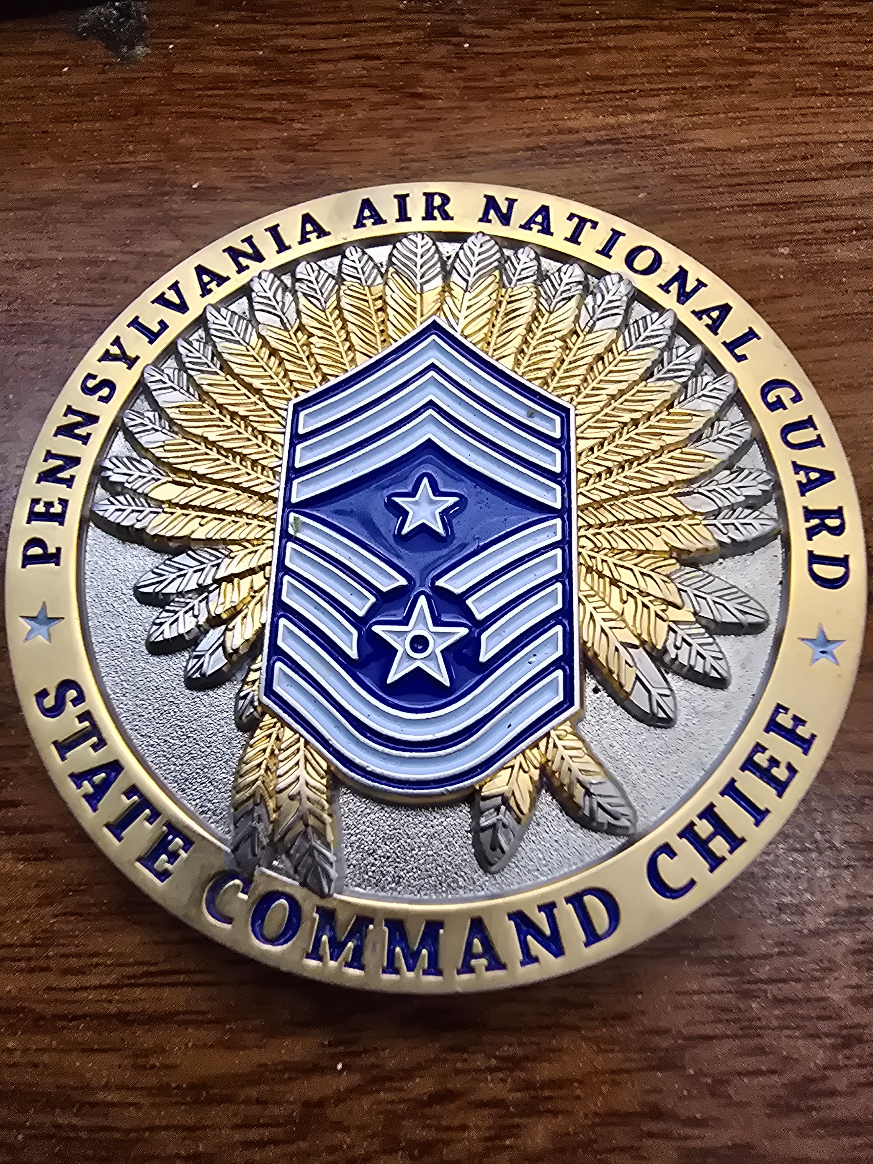 Pennsylvania Air national guard state command chief challenge coin — back