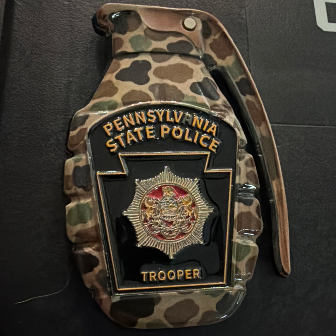 Pennsylvania State Police Trooper Camo Grenade — front