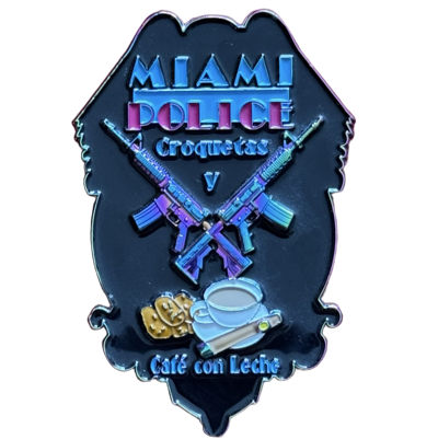 Miami Police Oil Slick Version Croquetas y Café con Leche Challenge Coin