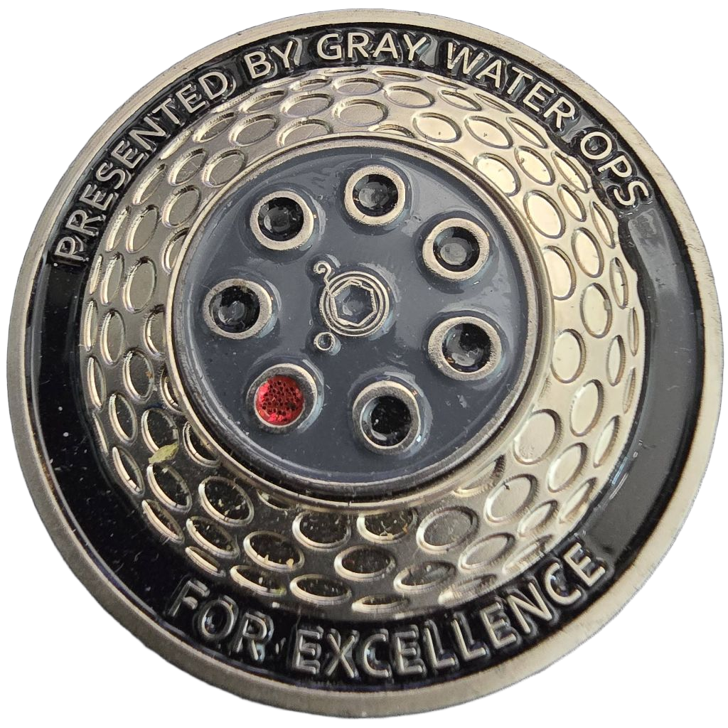 Gray Water Ops golf ball marker — back