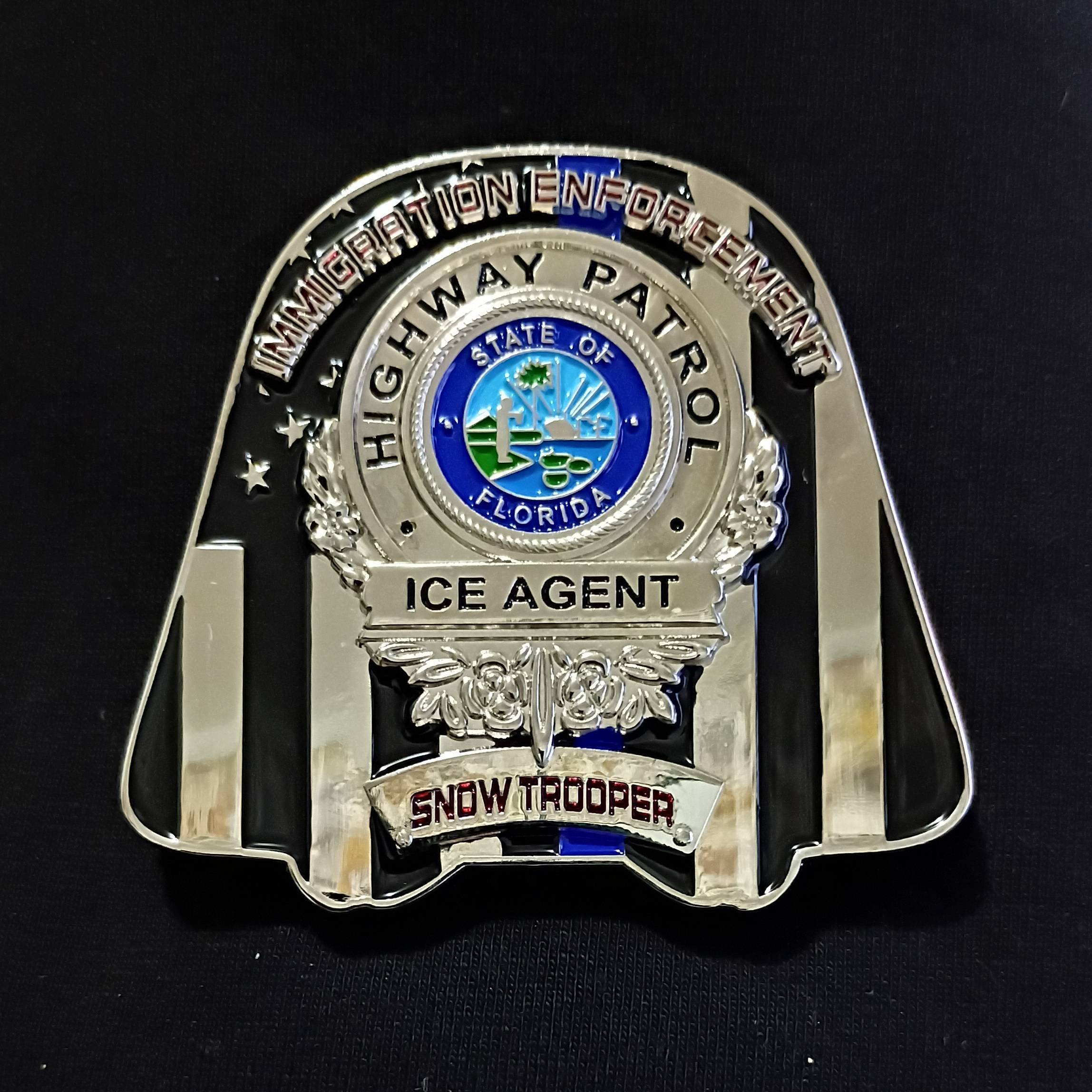 Florida highway patrol snow trooper star wars Ice enforcement challenge coin — back