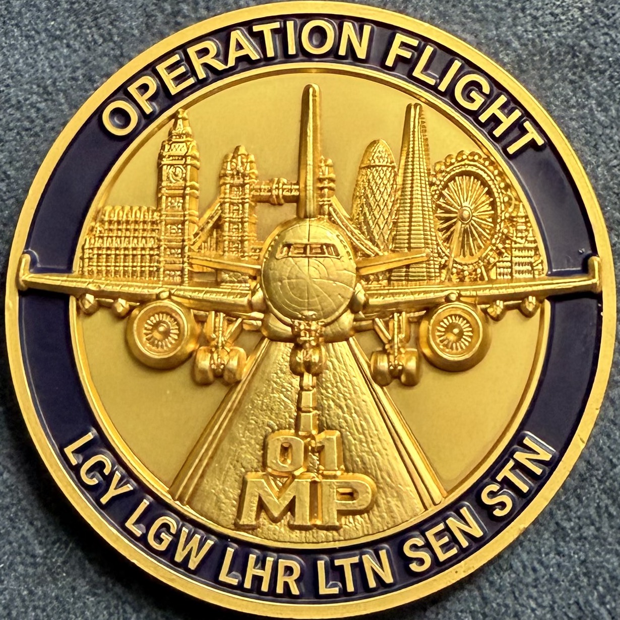 Metropolitan Police, Bedfordshire Police, Sussex Police and Essex Police Operation Flight Challenge Coin — front
