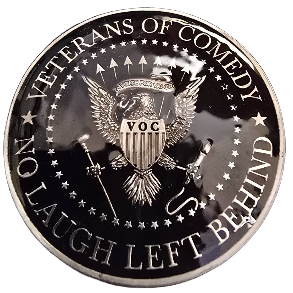 Veterans of Comedy Comedian Will C. Challenge coin — front