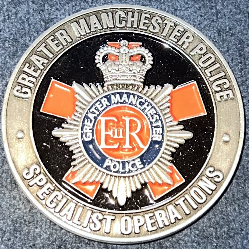 Greater Manchester Police Tactical Firearms Unit Challenge Coin — back