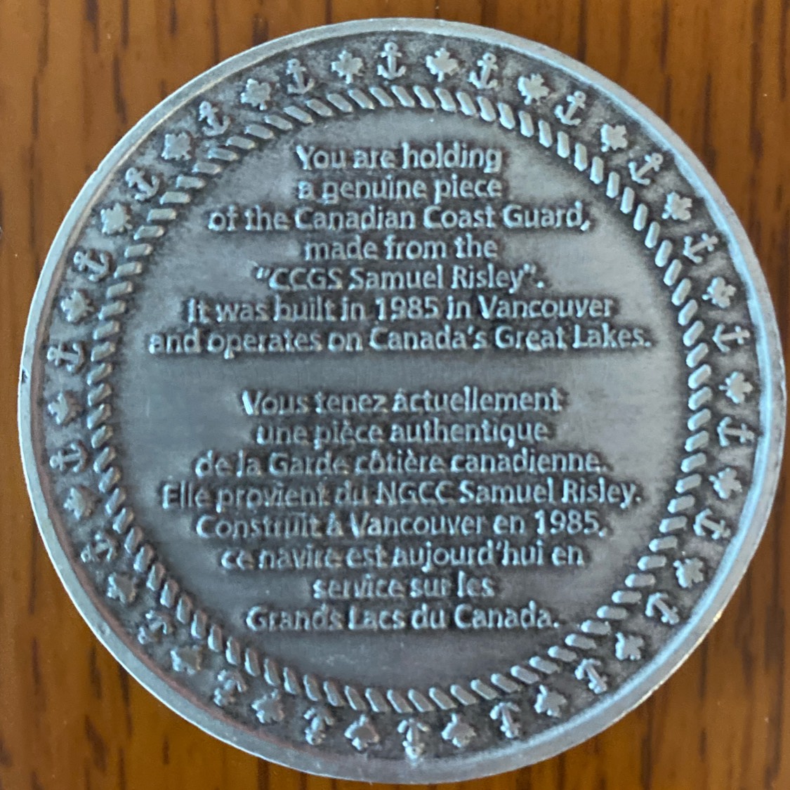 Piece of CCG Coin — back