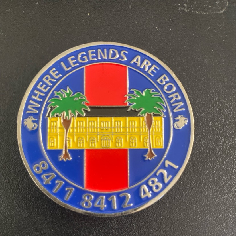 USMC recruiters school coin — back
