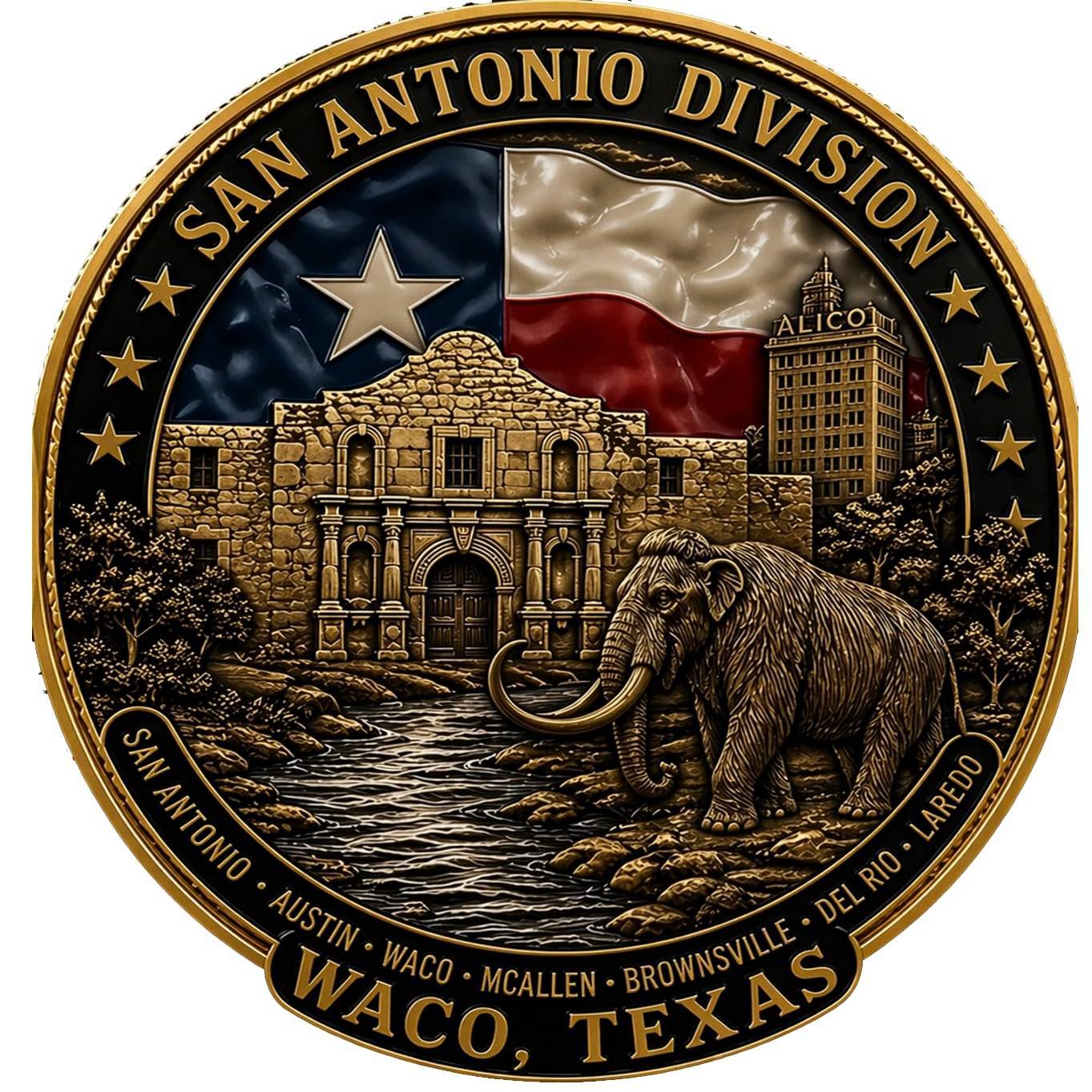 Federal Bureau of Investigation San Antonio Division Challenge Coin — back