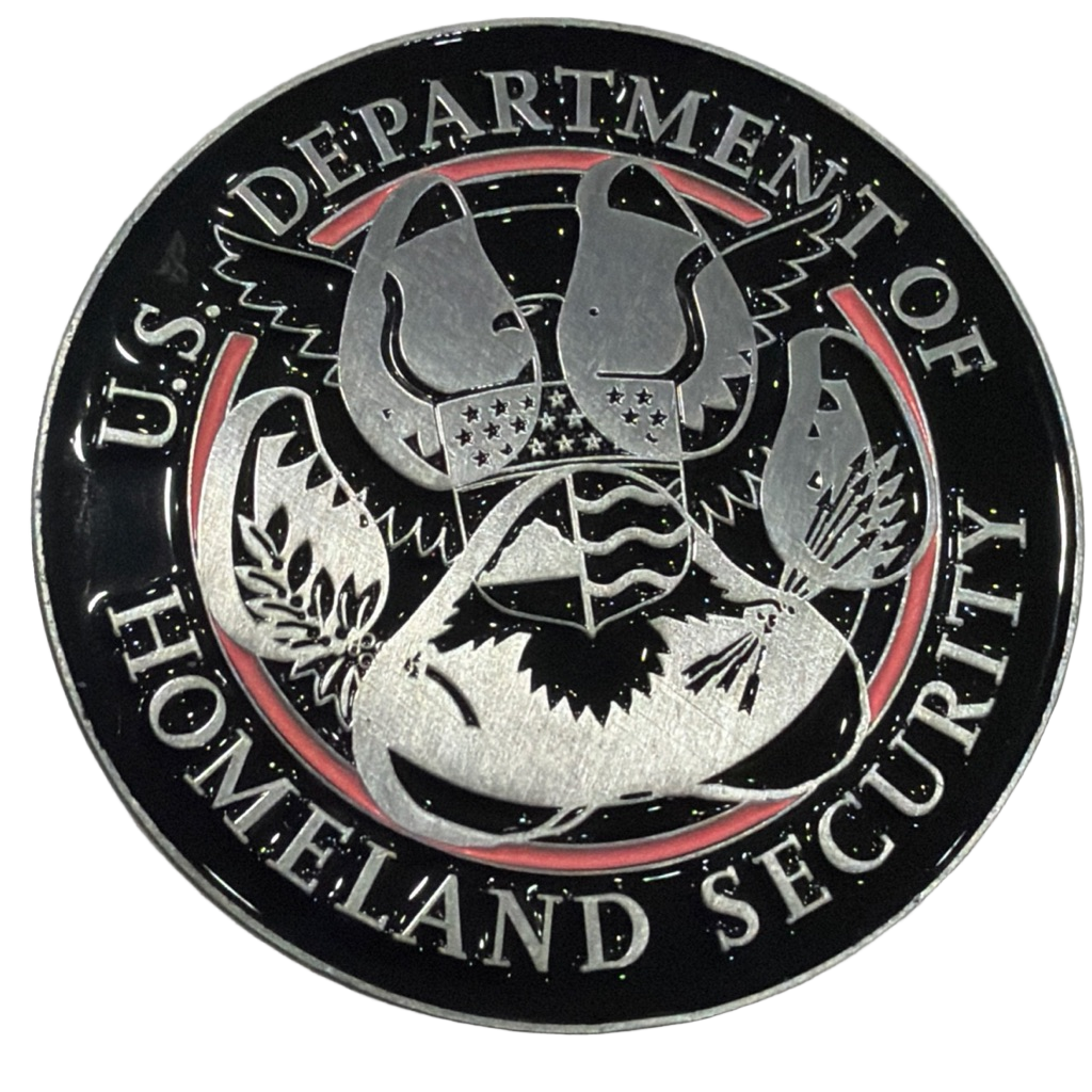 U.S. Department of Homeland Security Explosive Detection Canine Team Challenge Coin — front